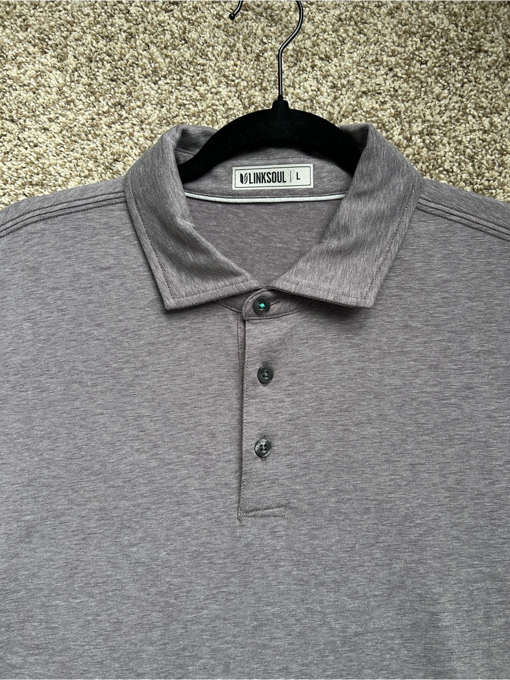Linksoul Men's Solana Pima Polo Shirt, Nomad Heather, Size L - Picture 4 of 7